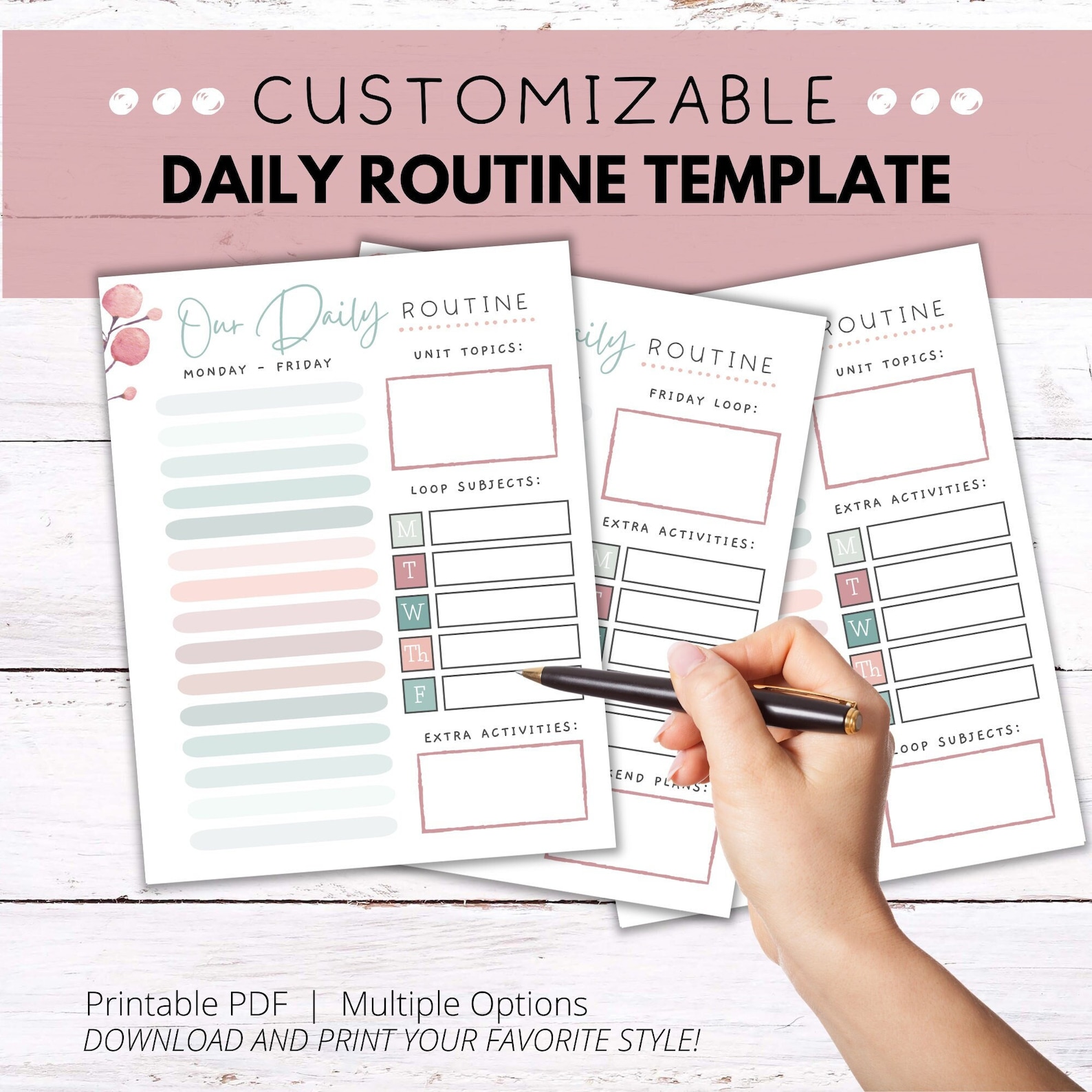 Homeschool Daily Routine Template | Printable Schedule With Subject ...