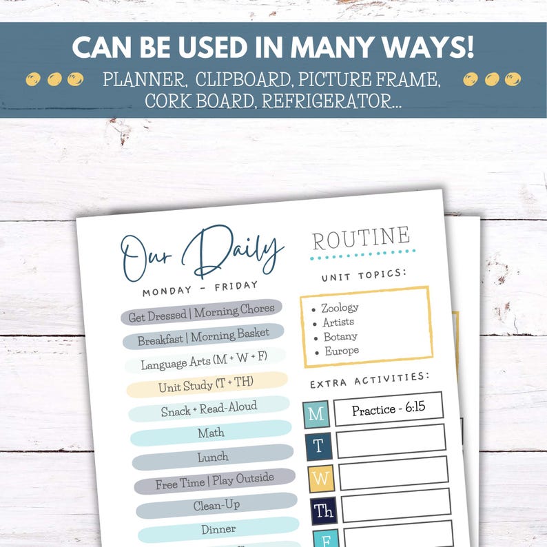 Daily Routine Template | Editable in Canva | Homeschool Routine | Daily ...