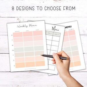 Printable Menu Planner | Meal Planner | Weekly Menu | Monthly Menu - Etsy