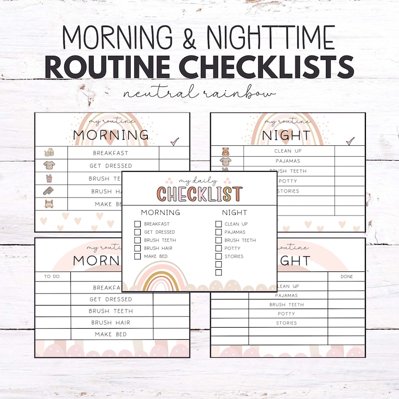 Daily Routine Chart Morning Routine Checklist Get Ready for School Get ...