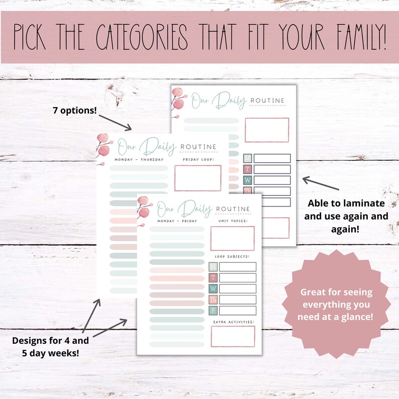 Homeschool Daily Routine Template | Printable Schedule With Subject ...