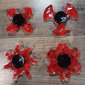 Set of 4 Red Resin Fidget Spinners