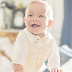 Baby boy outfit, Baby bow tie, Baby boy waistcoat, Baby boy christening, Baby boy bow tie, Baptism outfit boy, Baby shower gift image 1