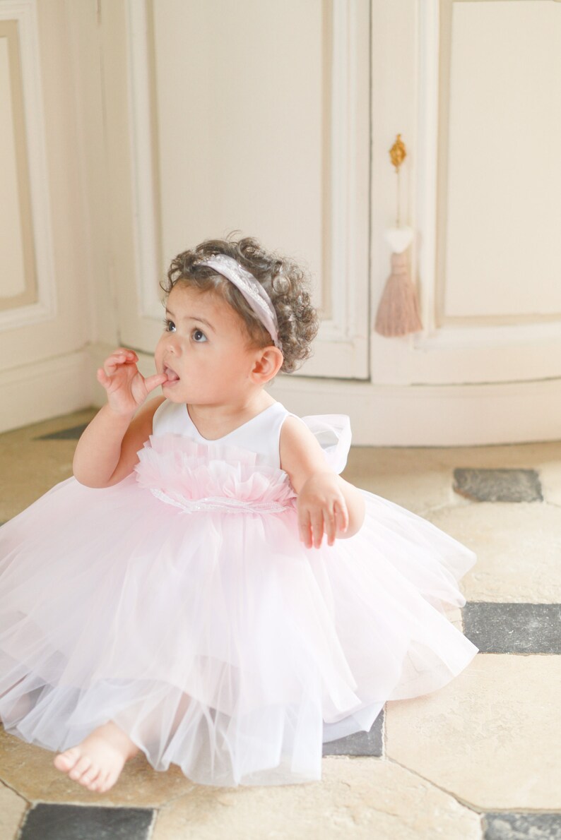 First birthday dress Toddler lace tull dress Little bridesmaids Tutu dress Flower girl dress Lace girls dress image 3