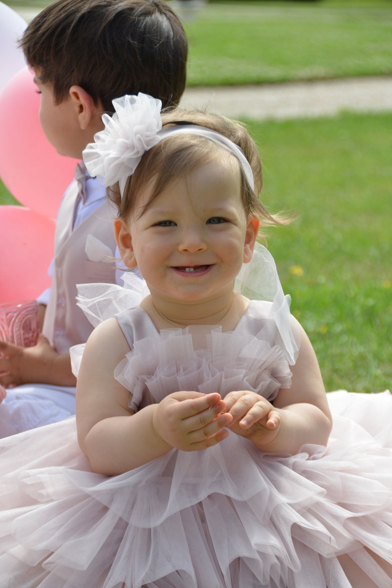 Flower Girl Dress Princess Dress Baby Tull Dress Dusty Rose Little Bridesmaids Girl Dress First Birthday Dress Girls Party Outfit image 7