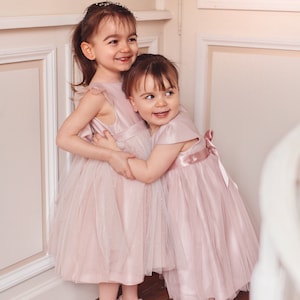 Ensemble robe de cérémonie en tulle brodé + bloomer pour bébé fille