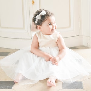 Robe cérémonie bébé fille tulle pour bapteme, mariage, cortège RBK3101