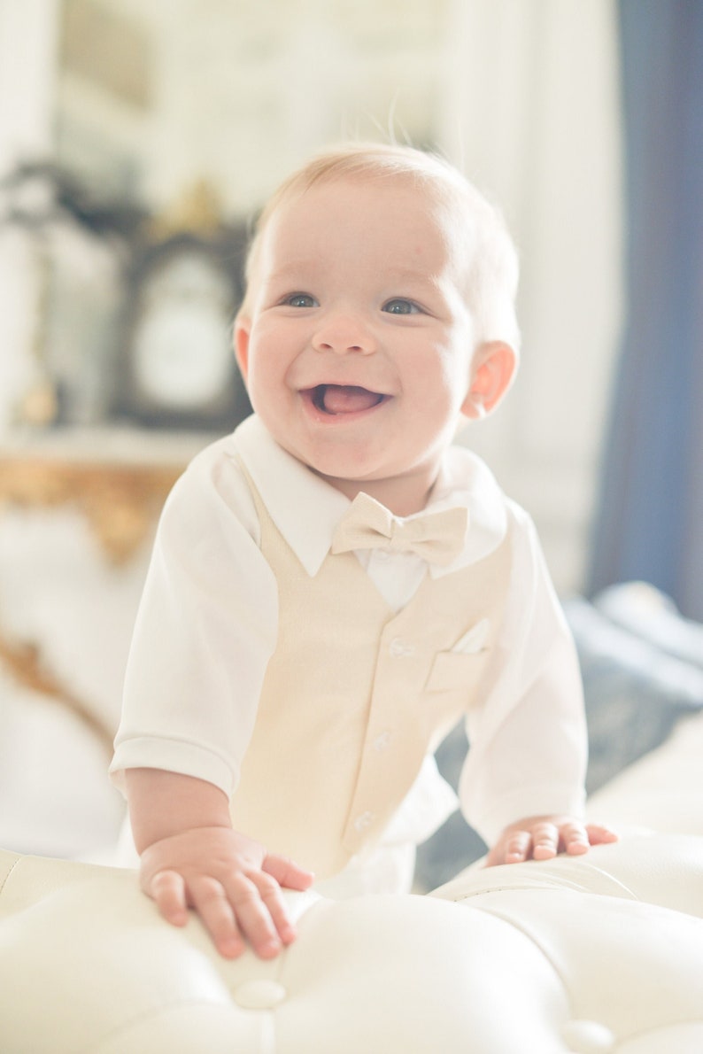 Baby boy outfit, Baby bow tie, Baby boy waistcoat, Baby boy christening, Baby boy bow tie, Baptism outfit boy, Baby shower gift image 1