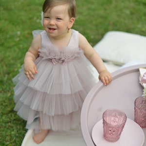 Flower Girl Dress Princess Dress Baby Tull Dress Dusty Rose Little Bridesmaids Girl Dress First Birthday Dress Girls Party Outfit image 8