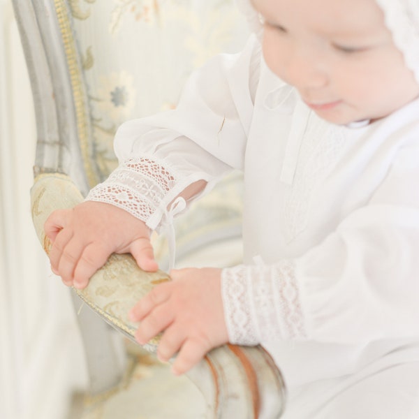 Tenue de baptême de bébé garçon, Robe de baptême de bébé garçon, Tenue de baptême en coton de bébé garçon