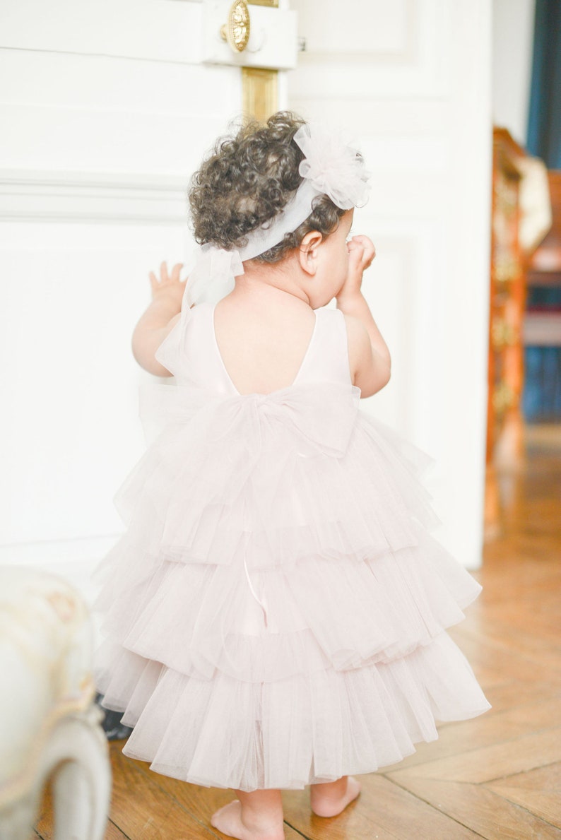 Flower Girl Dress Princess Dress Baby Tull Dress Dusty Rose Little Bridesmaids Girl Dress First Birthday Dress Girls Party Outfit image 10