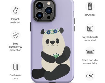 bloem kroon panda stoere iPhone case paars