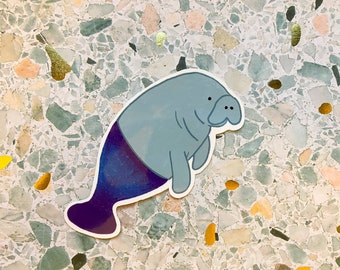 manatee mermaid die cut sticker | mermanatee sticker