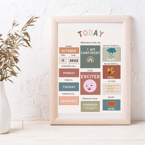 Daily Circle Time Morning Board | Calendar | Weather | Seasons | Letter & Shape of the Day | Printable | Homeschool | Toddler | Kids
