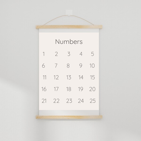 Neutral Numbers Poster | Counting, Learning Numbers, Homeschool, Educational Poster, Classroom, Teach at Home, Playroom Prints