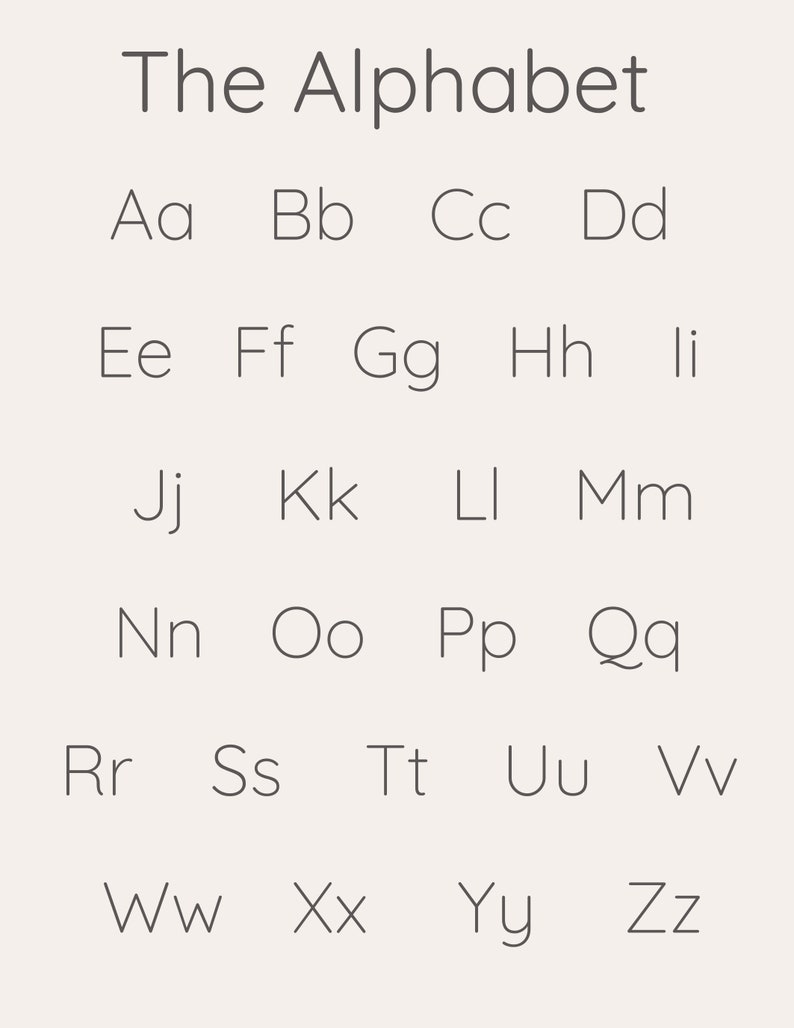 Neutral Alphabet Poster Letters, Learn Your Abc's, Homeschool