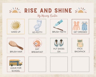 Morning and Nighttime Visual Routine Chart | Schedule and Routine Chart with Cards | Kids | Toddlers | Homeschool | Daily Routine