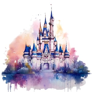 Magic Kingdom, Cinderellas Castle DARK, Watercolor Princess Print, Fantasy Storybook Decor, Printable Wall Art, Digital Wall Art