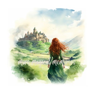 Merida Watercolor Princess Print | Classic Fairytale Storybook Art, Fantasy Storybook Decor, Printable Wall Art, Digital Wall Art