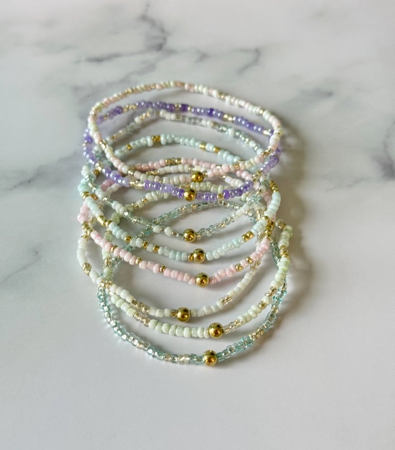 Enewton Inspired Bracelets 18k Gold Plated Center Bead Dainty Stretch