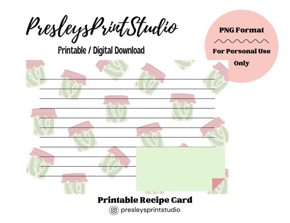 Printable Recipe Card | Digital Download | Pickle Recipe | Pickle Jar | Pickler