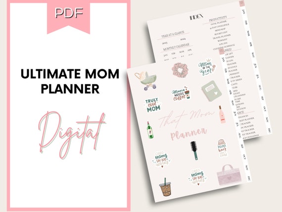 PDF Ultimate Mom Planner | Digital Planners | Hyperlinked Pages | Mom Journal