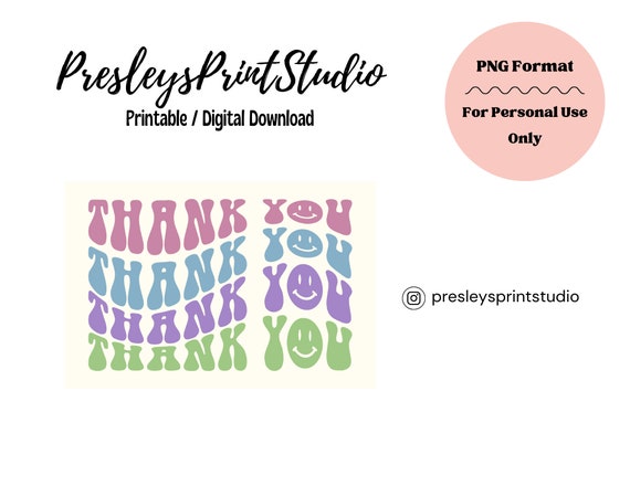 Groovy Thanks | Printable Card | Retro Greeting Card | Thank You | Colorful | Small Business | Digital Download