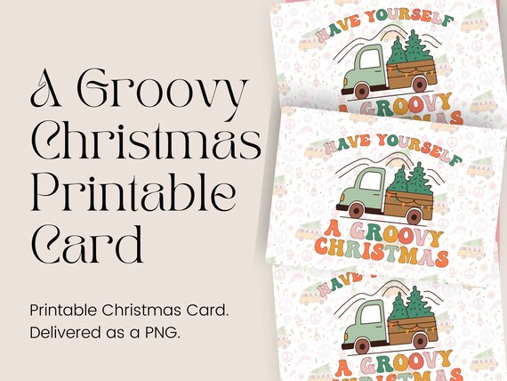 Groovy Christmas Printable Card | Holiday Greeting Cards | Printable Cards