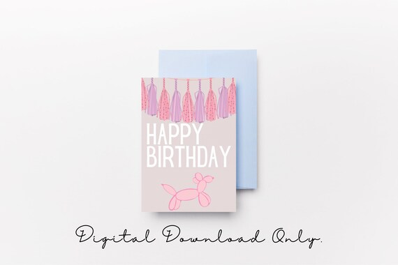 Balloon Dog Happy Birthday | Printable Card | Digital | Card Making | Birthday Cards | Stationery | Cardstock