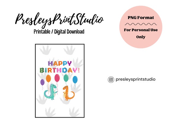 Dino Birthday | Printable Birthday Card | Kids Party | Digital Download | For Kids | Dinosaur