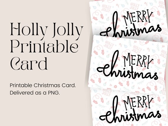 Holly Jolly Printable Card | Christmas Cards | Digital Downloads