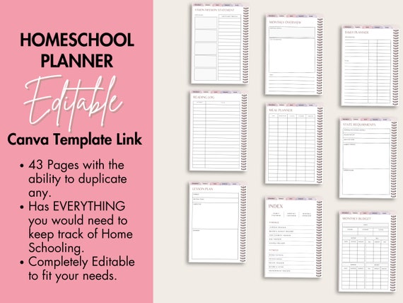 The Ultimate Home School Planner | Hyperlinked | Editable Template Link