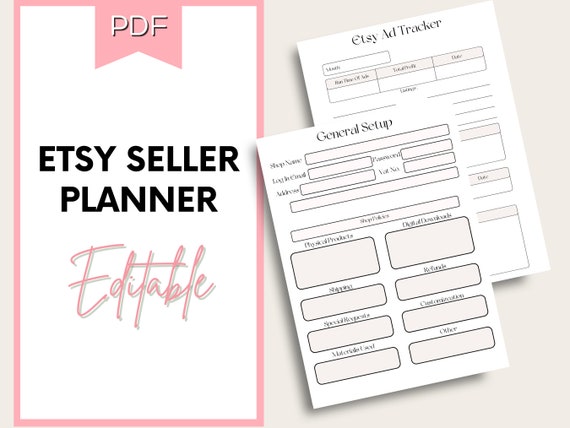 Etsy Seller Planner | Business Organization | Small Business | Side Hustle | Planners | Bookkeeping | Digital | Editable