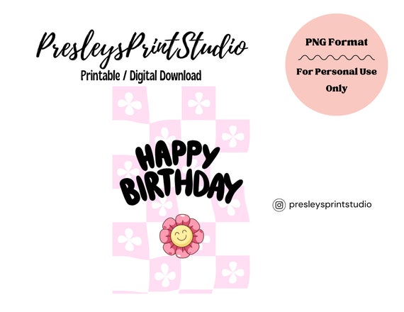 Groovy Birthday | Printable Birthday Card | Retro | Happy Birthday | Girly | For Girls | For Women