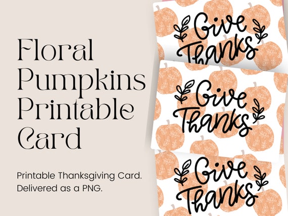 Floral Pumpkins Printable Card | Aesthetic Pumpkins | Printable Holiday Cards