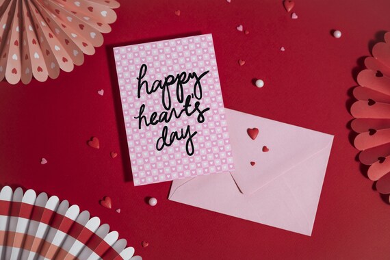 Checkered Happy Hearts | Digital Card | Valentines Day | Hearts Day | Love | For Him | For Her | Holiday Printable Card