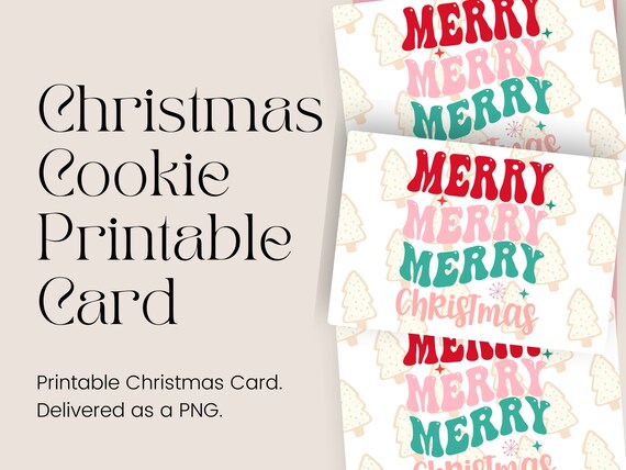 Christmas Cookie Printable Card | Holiday Greeting Cards | Digital Download