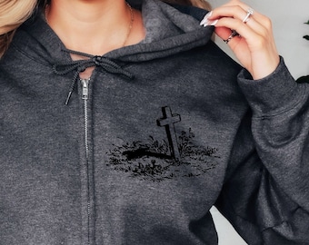 Bluza z kapturem Faith Cross Unisex Zip Up - Bluza z kapturem Faith - Bluza z kapturem Christian - Bluza z kapturem Sunday - Bluza z kapturem Faithful - Cross - Church