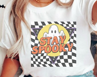 Halloween Shirt Vintage Ghost Halloween Shirt, Retro Fall Shirt, Fall Shirt, Vintage Ghost Shirt, Spooky Season, Checkered Shirt