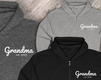 Grandma Zip Up Hoodie, custom nana gift, gigi gift, grandma sweatshirt, personalize gift mom, mama sweatshirt, lounge wear, gift for grandma