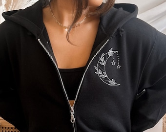 Its Just a Phase Zip Up Hoodie, Celestial hoodies with zipper, Moon phase hoodies, Womens Hoodie Zip Up, Birthday Gift
