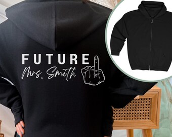 Full Zip Up Hoodie Engagement Gift, Future Mrs Sweatshirt, , bride to be gift, custom bridal gift, bride t-shirt, future mrs tee, future mrs