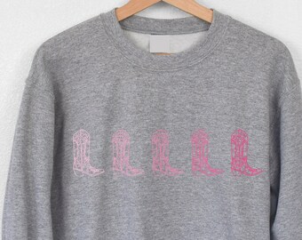 Western Cute Country Shirts, Western Graphic Tee for Women, Cowgirl Boots Shirt, Vintage Crewneck, Oversized Sweatshirt, Country Concert