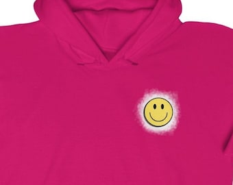 Smiley Hoodie Preppy Sweatshirt Trendy Smiley Hoodie Oversized Hoodie Aesthetic Hoodie Tumblr Hoodie, Pink Smiley Face