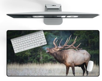 Elk Desk Mats, Elk Giant Mouse Pad, Jumbo Mouse Pad, Trendy Desk Decor, Size 31" × 15.5", Hunter Mouse Pad, Outdoorsman Office Decor