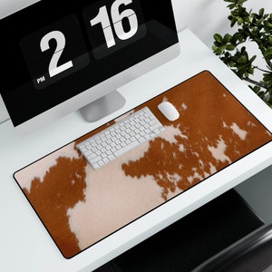 Cowhide Desk Mats, Cow Print Giant Mouse Pad, Jumbo Mouse Pad, Trendy Desk Decor, Boho Office Decor