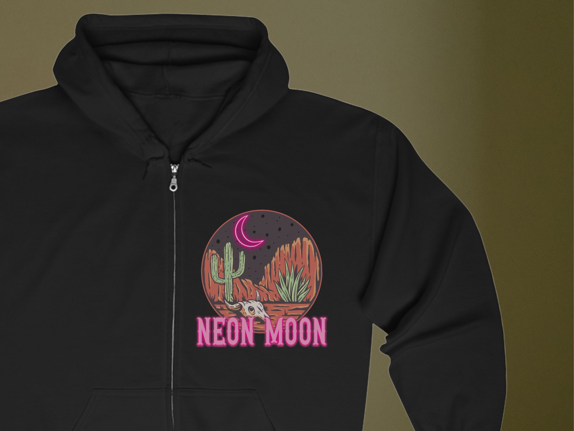 OVERSIZED ZIP FRONT HOODIE UNDER THE NEON SUN