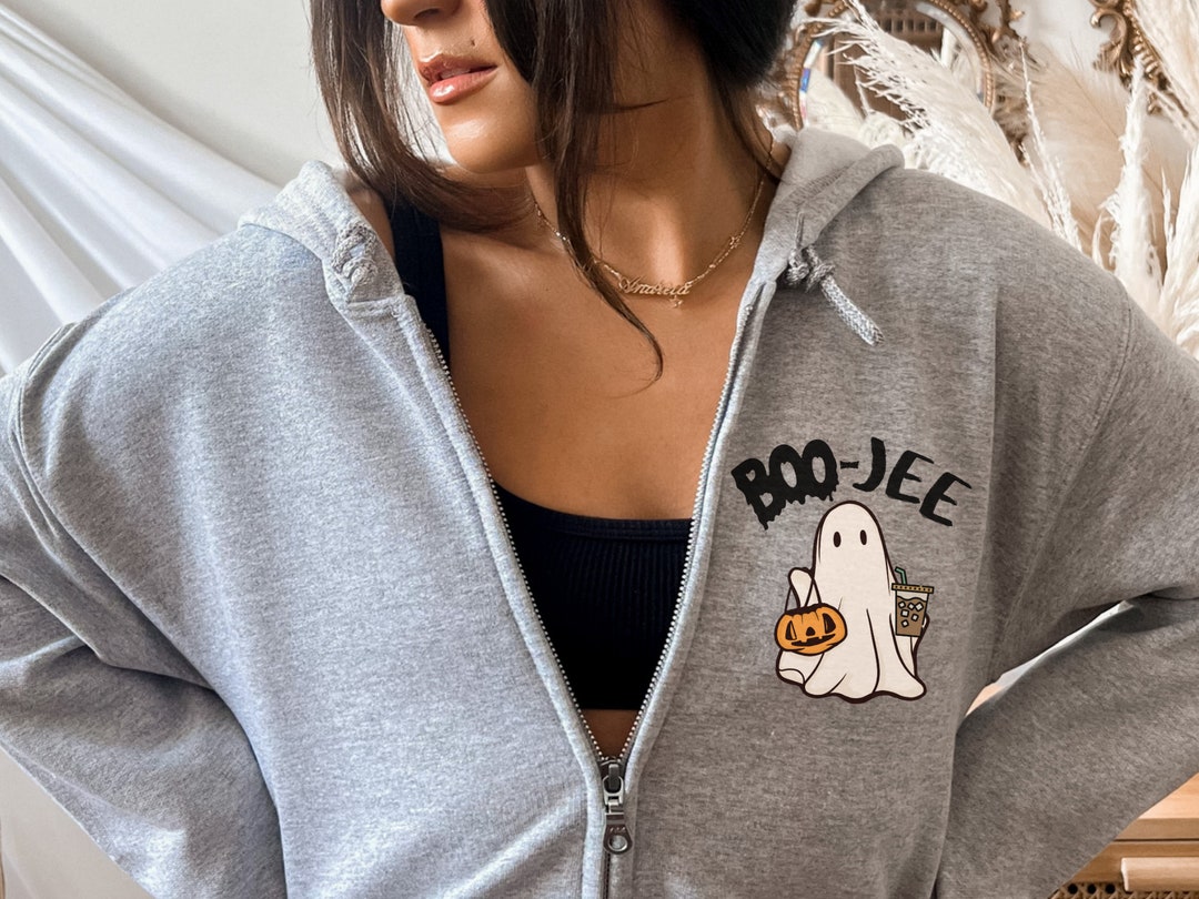 Halloween Zip up Jacket Boo Jee Ghost Halloween Zip up Etsy