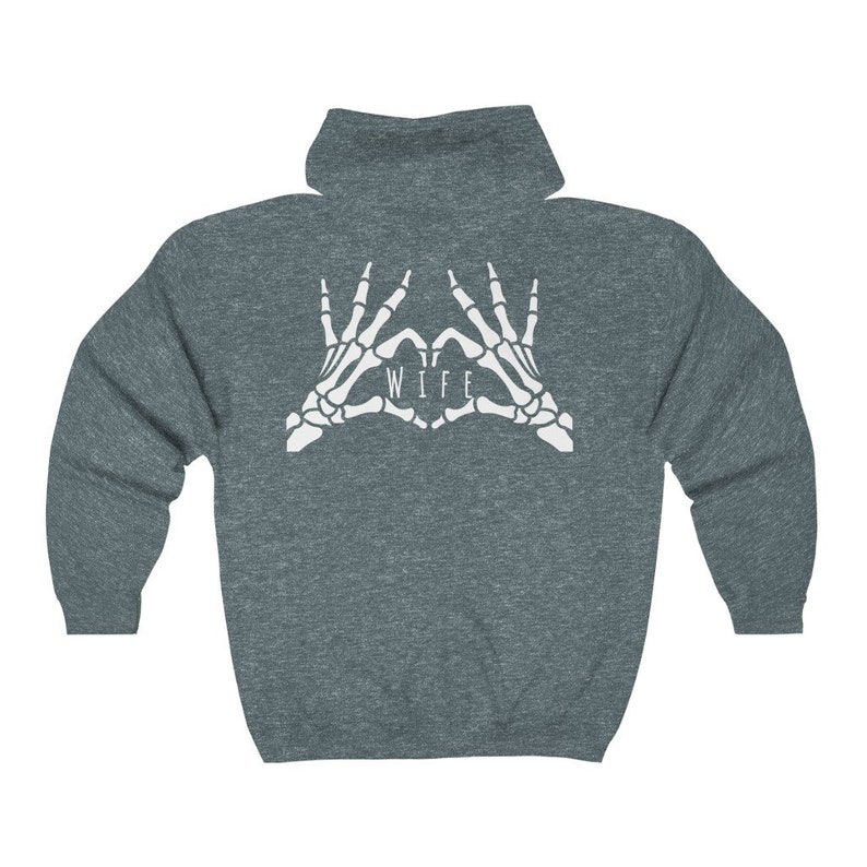 Wife Zip Up Hoodie Wedding Jacket Sweatshirt - Bridal Shower Gift - Honeymoon Sweatshirt - Matching Couple Shirts - Bride Zip Up - Emo Dark Heather