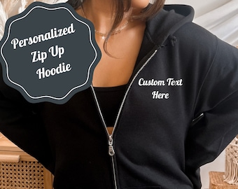 Personalized Zip Up Hoodie, Custom Zip up hoodie, Custom Logo zipper hoodie, sweatshirt hoodie custom, Matching Zip Up Hoodie, Bridal Gift